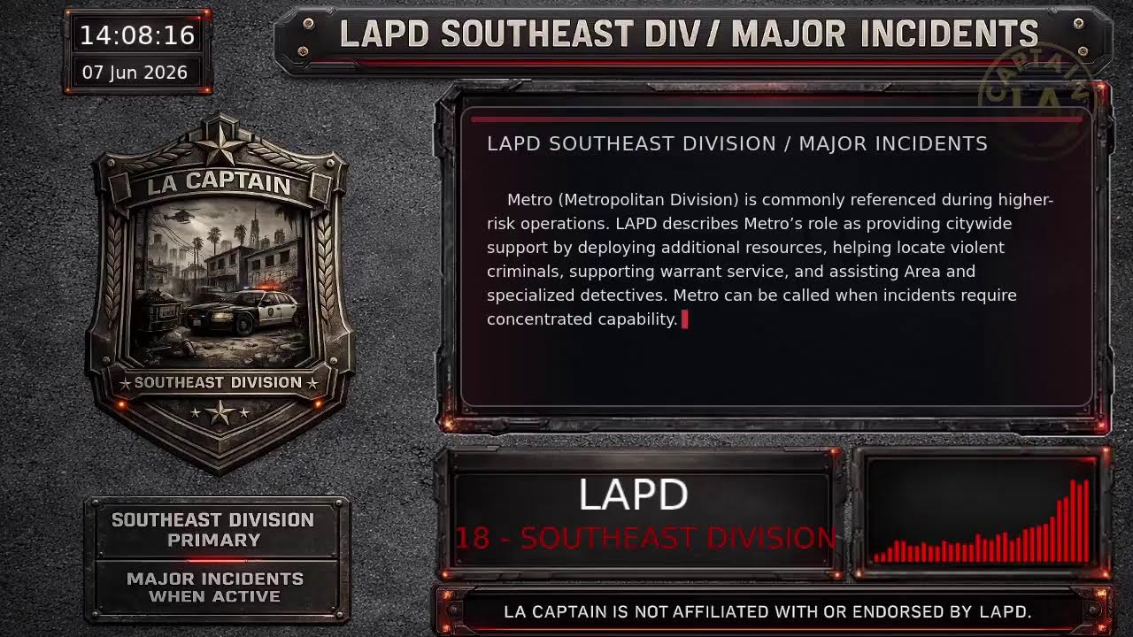 Southeast Division - *Live* LAPD Police Scanner - LA Captain - 07-Jun-2026 - S5
