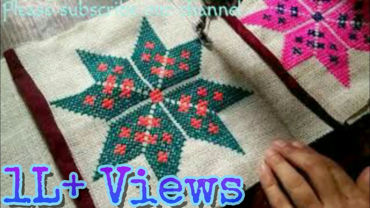 Cross stitch design wall pocket