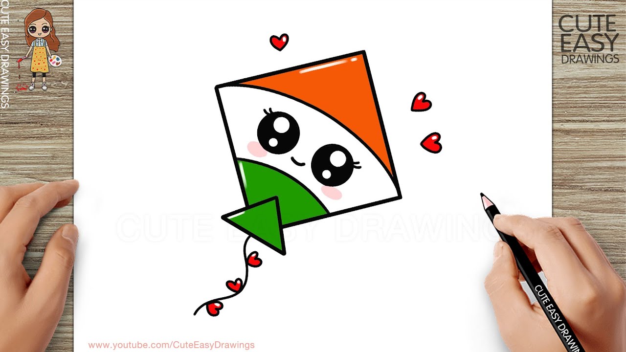 How to Draw a Cute Kite | How to Draw a Flying Paper Kite Easy | Happy Makar Sankranti 🥰