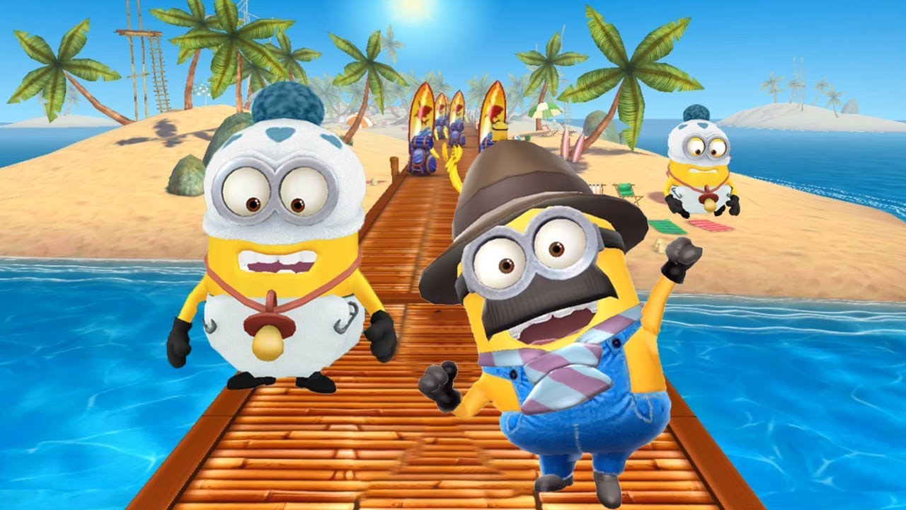 Minion Rush Gameplay Time Attack - Dad Minion running on The Beach