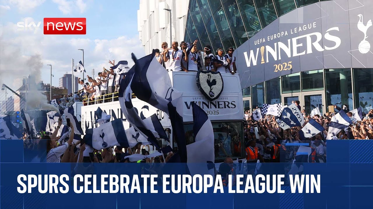 Spurs celebrate Europa League final win over Man Utd with London parade