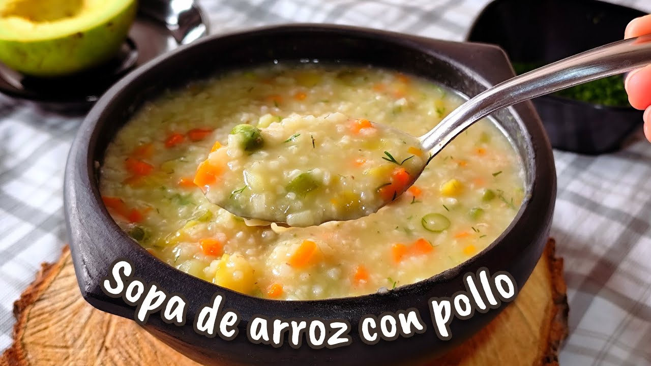 Cómo se hace la SOPA DE ARROZ CON POLLO 👌 clásica sopita caliente para el alma 😋