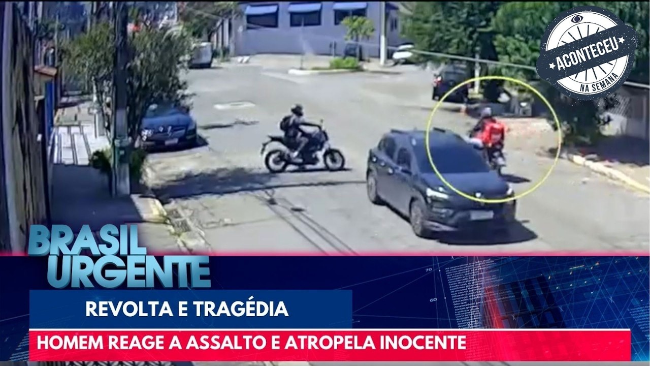 V&iacute;tima de assalto pega o carro, vai atr&aacute;s dos ladr&otilde;es e atropela inocente | Aconteceu Na Semana
