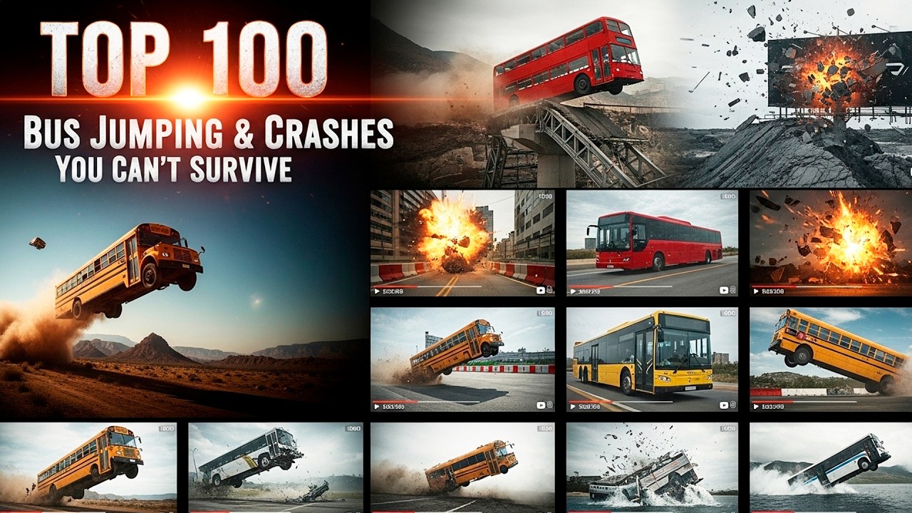 TOP 100 Bus Crash Compilation &ndash; BeamNG Drive School Bus Jumps & Crashes