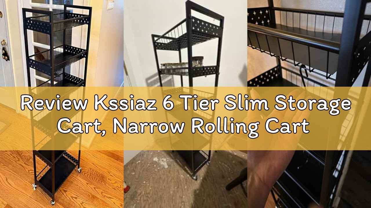 Review Kssiaz 6 Tier Slim Storage Cart, Narrow Rolling Cart with Wheels, Narrow Mobile Utility Shelf