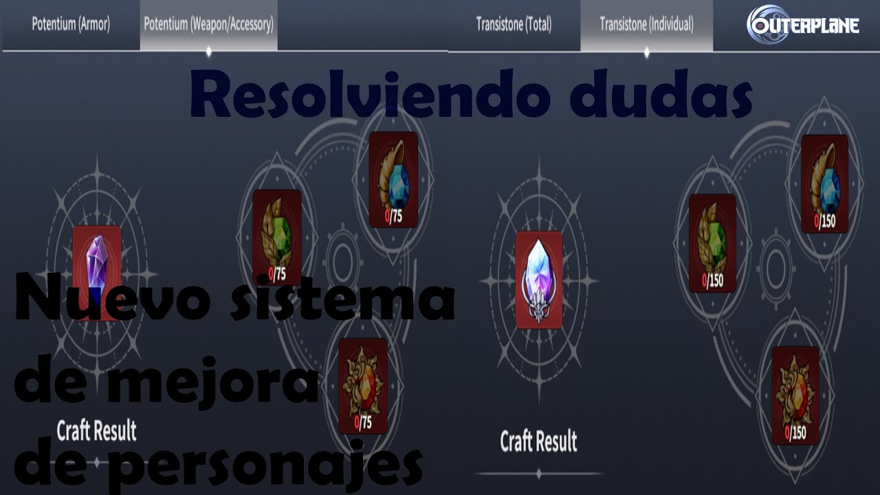 Outerplane en español / Nuevo sistema de mejora de personajes y nuevas piedras de crafteo