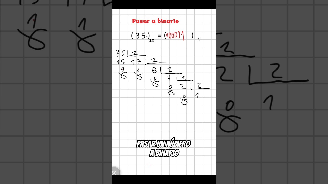 Como pasar un n&uacute;mero decimal a binario #numero #decimal #binario