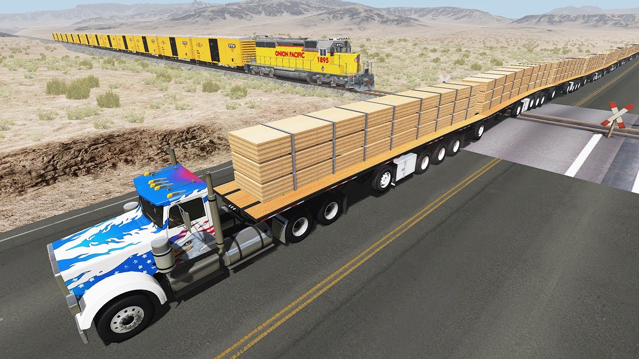 Long Giant Truck Accidents on Railway #5 - Beamng Drive | DancingCars