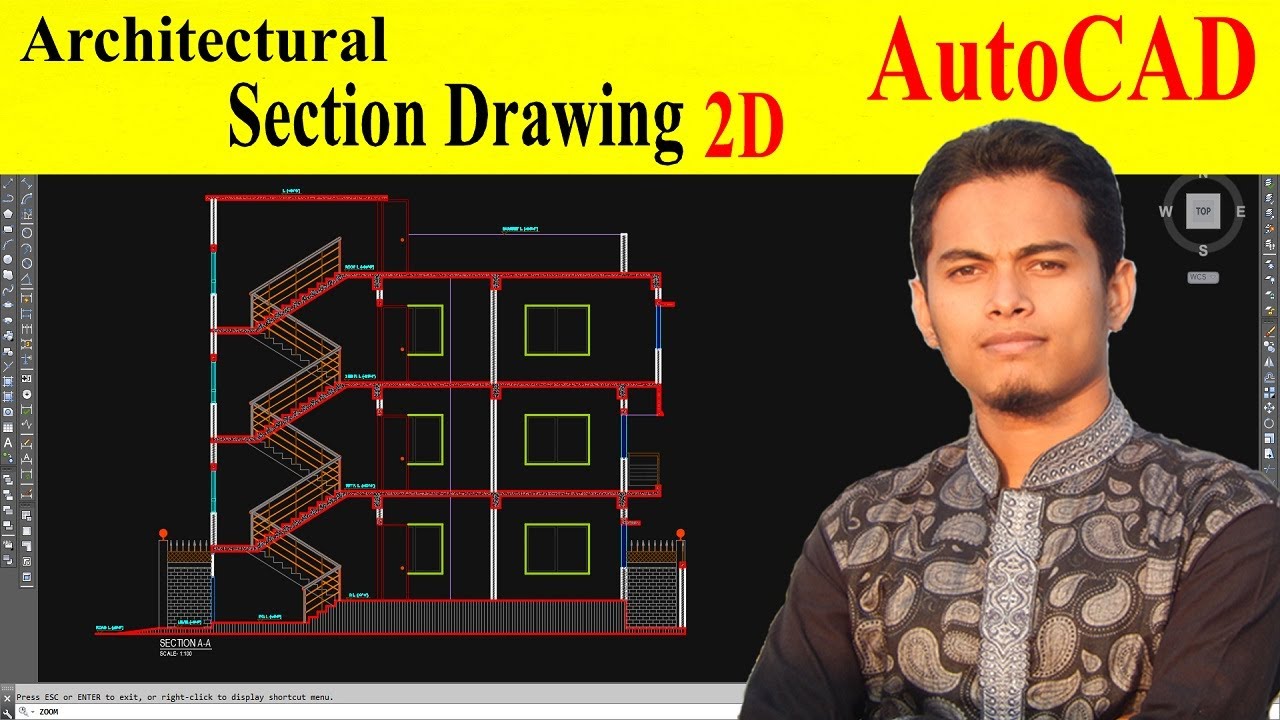 How to draw a building section in AutoCAD at architectural drawing