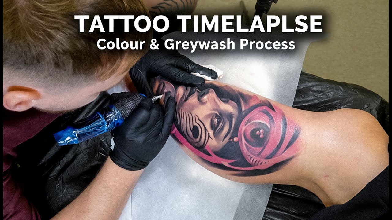 🔥 Tattoo Timelapse | Colour & Greywash Step-By-Step Process 🎨