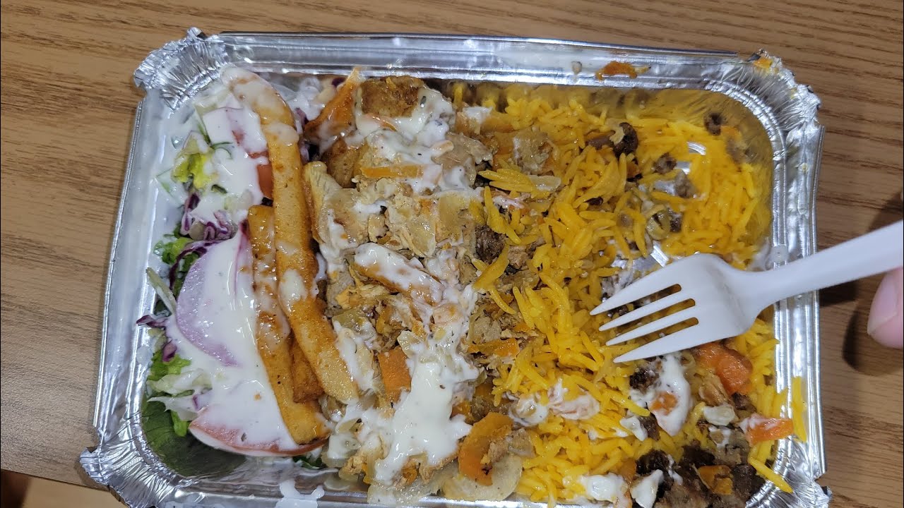 ASMR Eating Chicken and Lamb Combo Platter