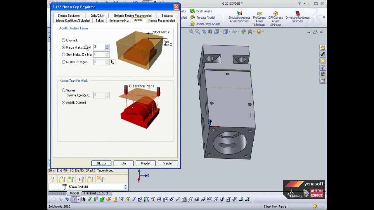 SolidworksCam Ders 02 Cep Boşaltma (2.5 Eksen)
