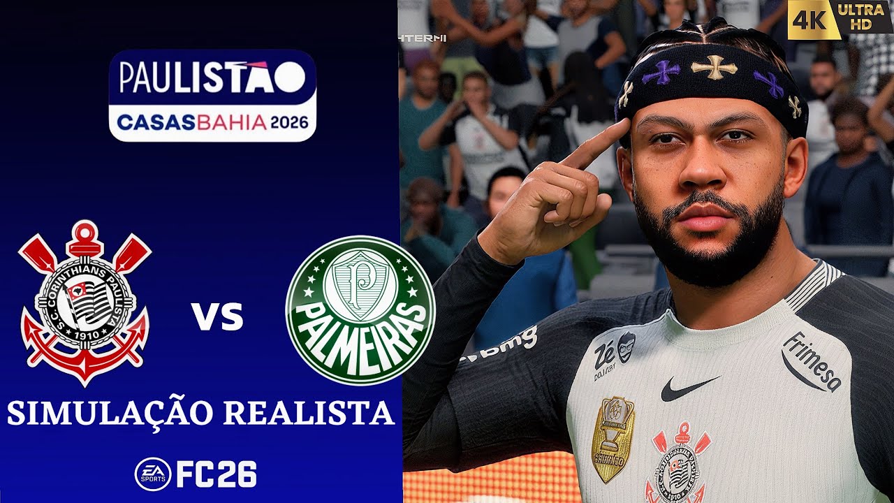 FC 26 - Corinthians vs Palmeiras | Paulistão 2026 | Derby Maluco! Simulação PC 4K Ultra HD (60 FPS).