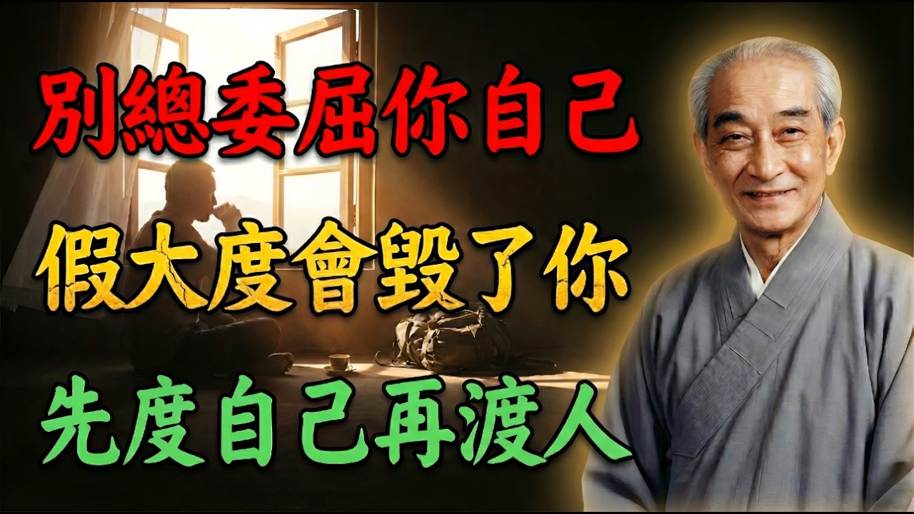 南懷瑾：別再為了別人委屈自己！你所謂的“大度”正在毀掉你。讀懂“先自度再渡人”，才是真正的有功德。#南懷瑾 #南怀瑾 #國學智慧 #功德 #自度度人 #討好型人格 #邊界感 #心靈成長 #人生修行