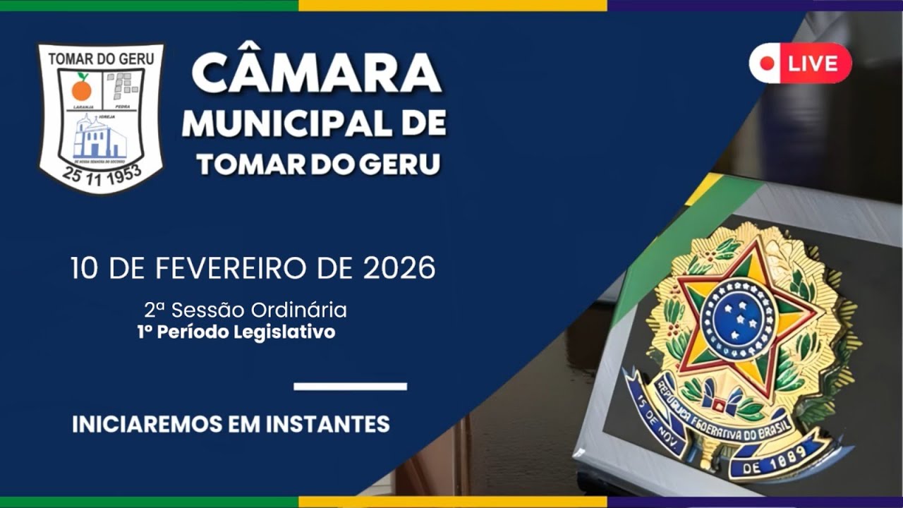 🔴 02ª SESSÃO ORDINÁRIA DO 1º PERÍODO LEGISLATIVO DO ANO DE 2026 (10/02/2026)