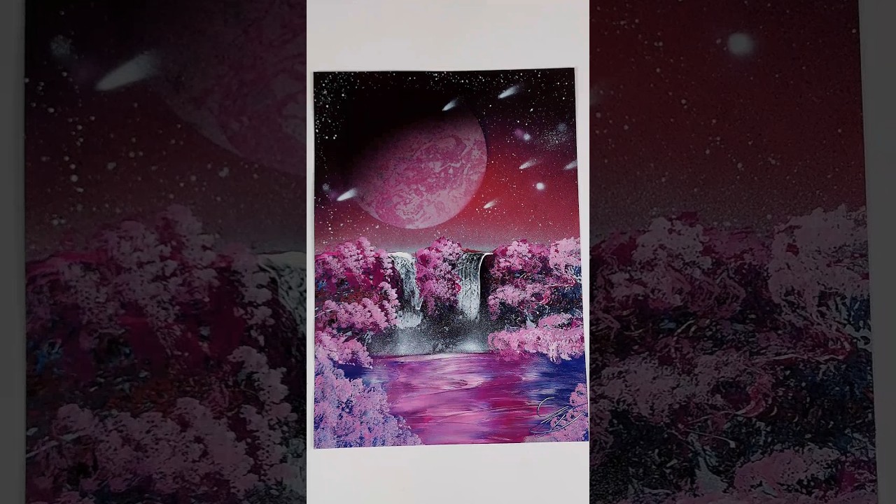 Mystic waterfall #sprayart #art #spraypaint #galaxy #planet #artist #fyp #artforsale #waterfall