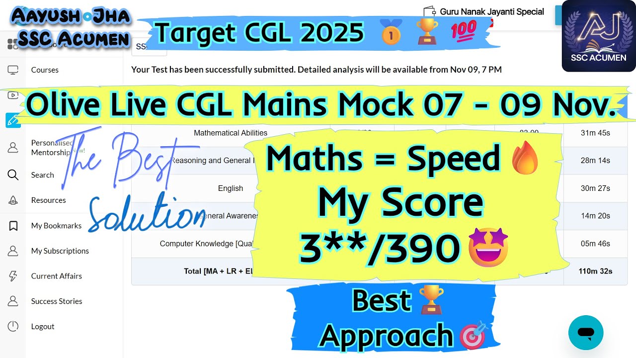 Olive Board Live CGL Mains Test 07 - 09 Nov🎯 | Olive Live Mock Today🔥#ssccgl #oliveboard #sscreforms