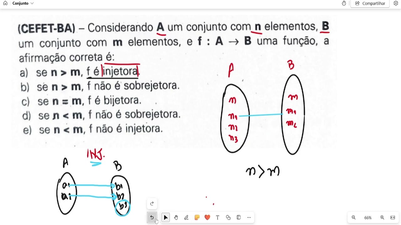 (CEFET - BA) -  Considerando A um conjunto com n elementos, B um conjunto com m elementos, e f A em