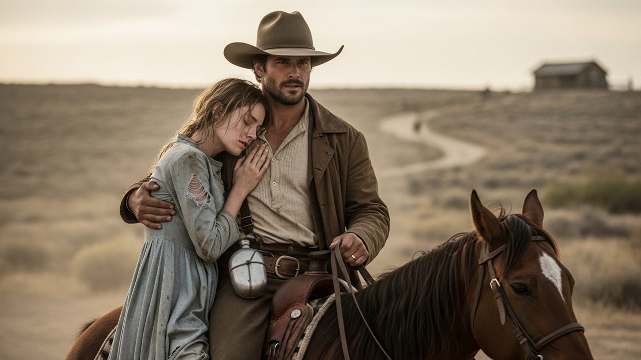 She Was Too Tired To Keep Going, The Cowboy Lifted Her Onto His Horse And Led It Slowly