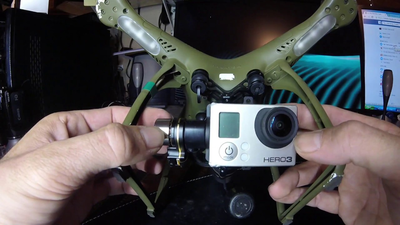 DJI Phantom 2 h3-2d gopro gimbal problem crashed and fixed