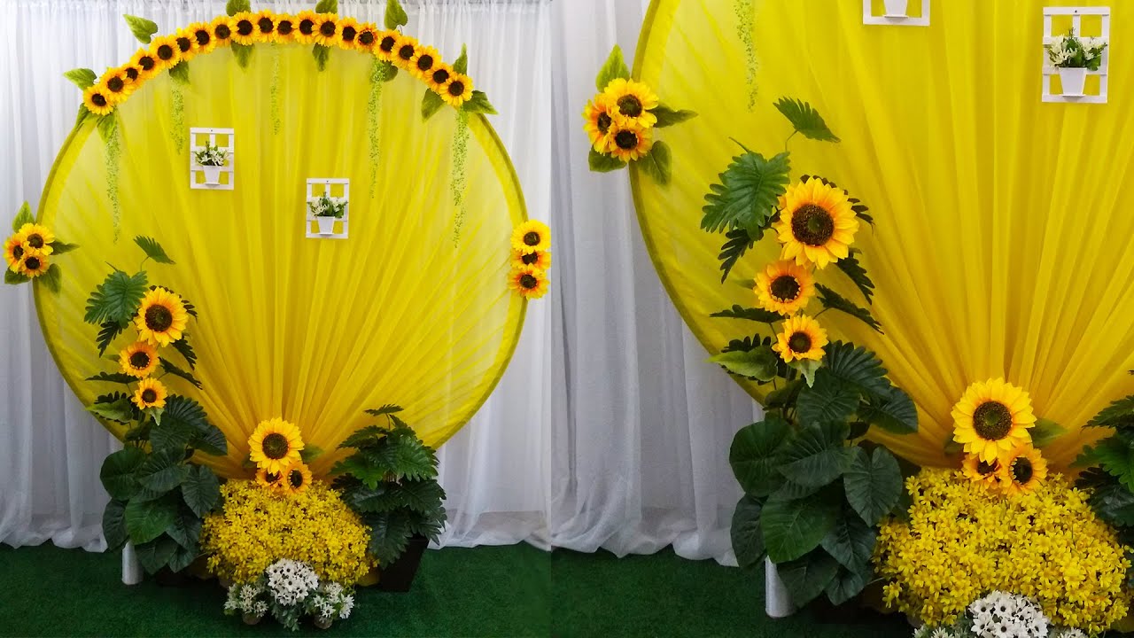 Como Fazer um Painel Redondo Para Festa de Girassol Decoração Aniversário Arco Com Tecido e Flores
