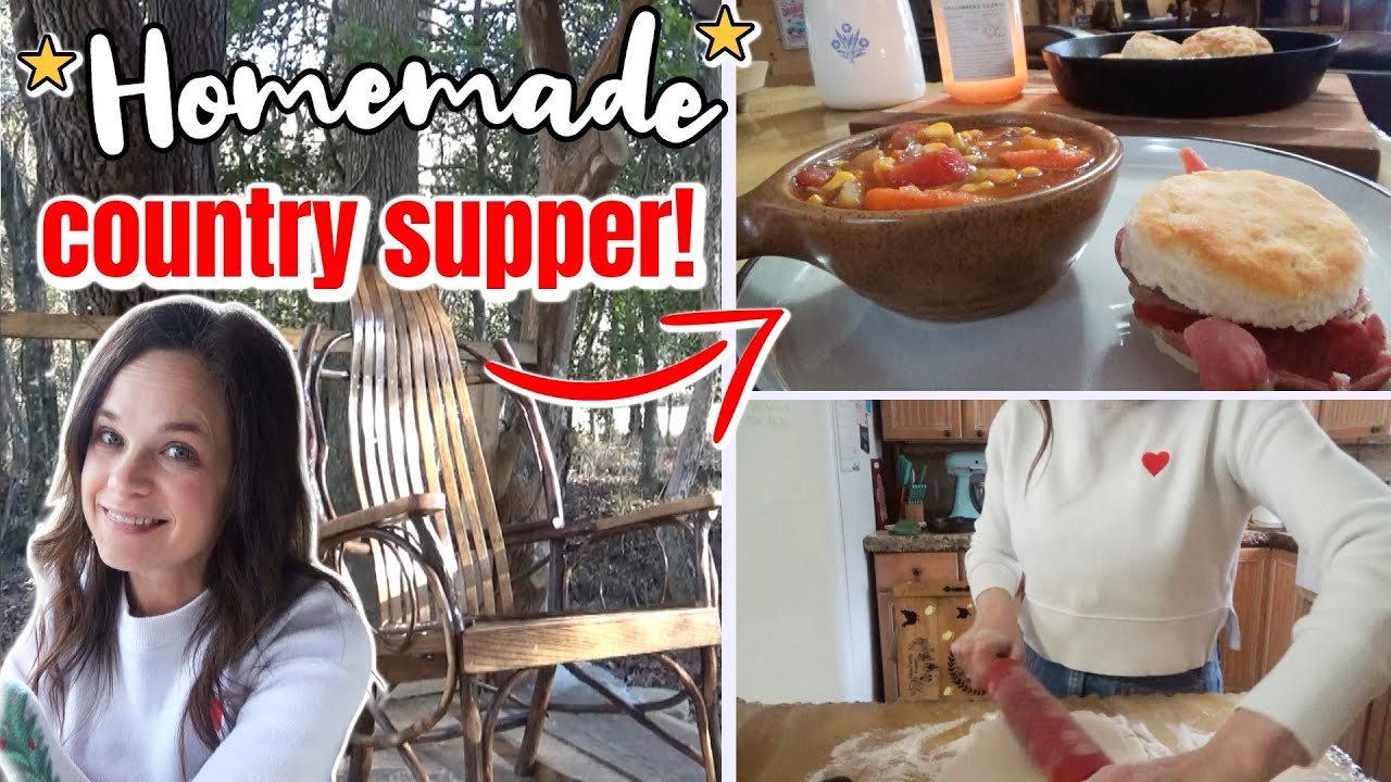 How to make a Hearty Southern Plate! | Homemade Country Vegetable Soup & Ham Biscuits 🍲 Cooking