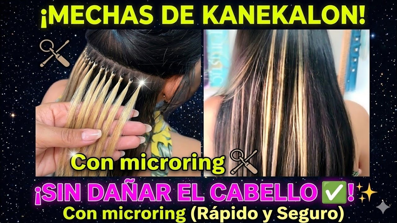 Como poner mechas de cabello sintético. #kanekalon.