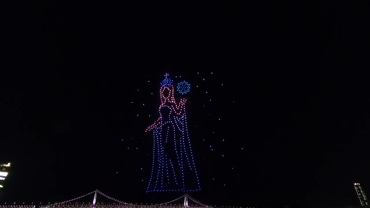 Beach Drone Show - 2023 Snow Queen Theme - Gwangalli
