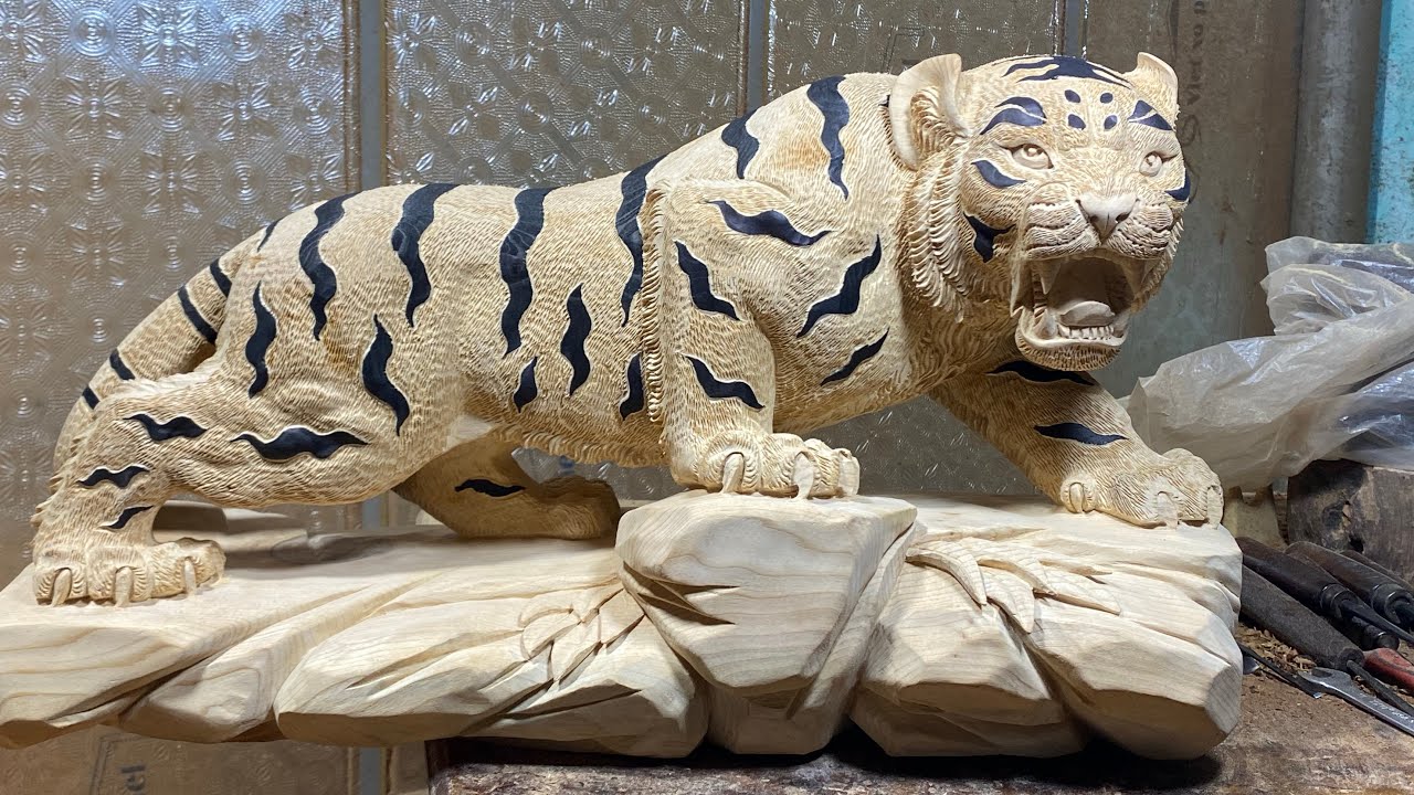 Điêu khắc gỗ con hổ đơn giản | TUAN WOOD CARVINGS