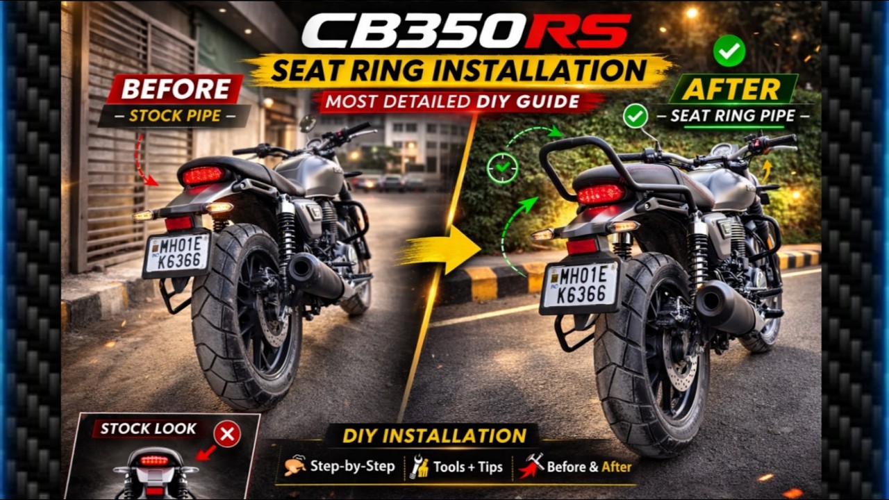 Honda CB350RS Seat Ring backrest Installation - Most Detailed DIY Guide | Before & After | Motocare