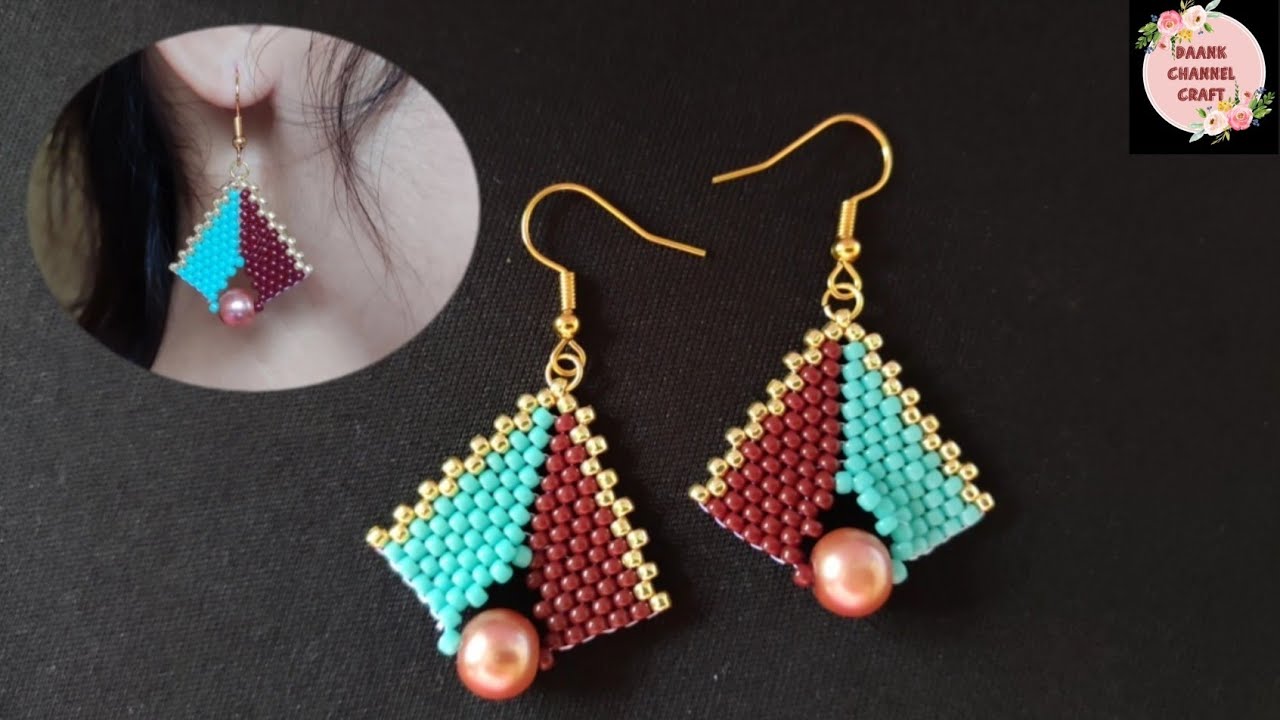 Tutorial to make peyote beaded earrings. Different colors