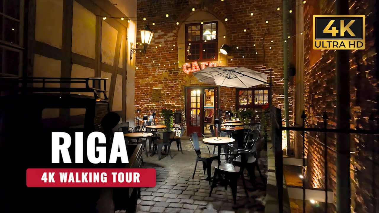 Riga, Latvia - 4K Walk - Romantic Cafes and Cozy Streets