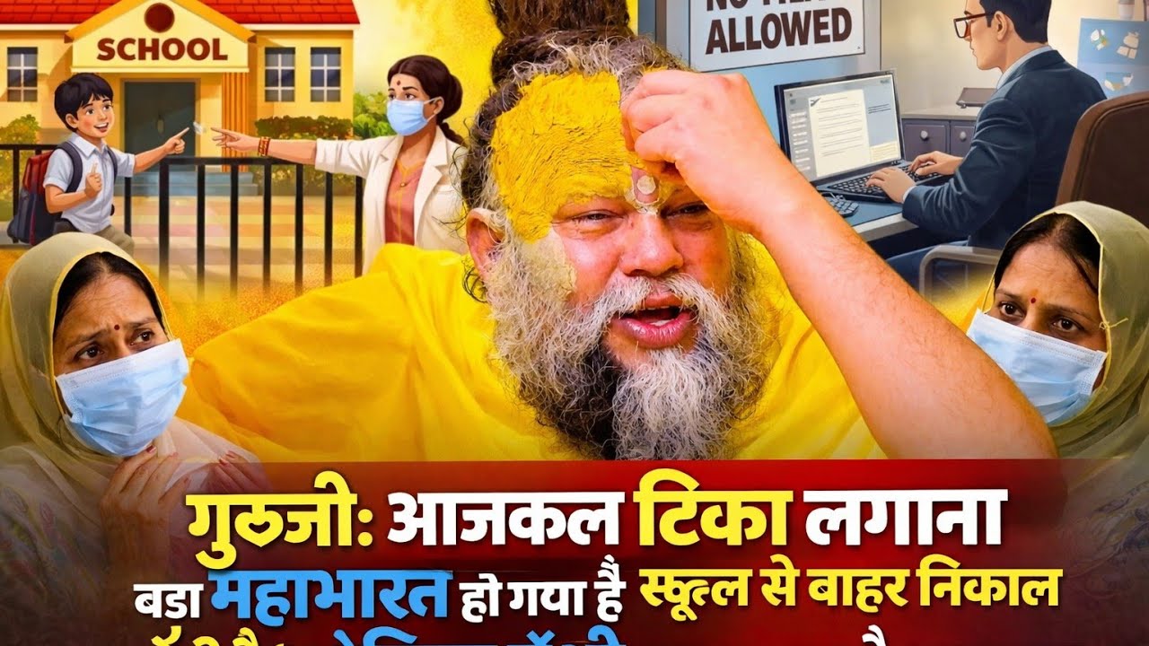 गुरुजी आजकल टिका लगाना बड़ा महाभारत हो गया है स्कूल से बाहर निकाल देते है और ऑफिस में भी लगना मना है