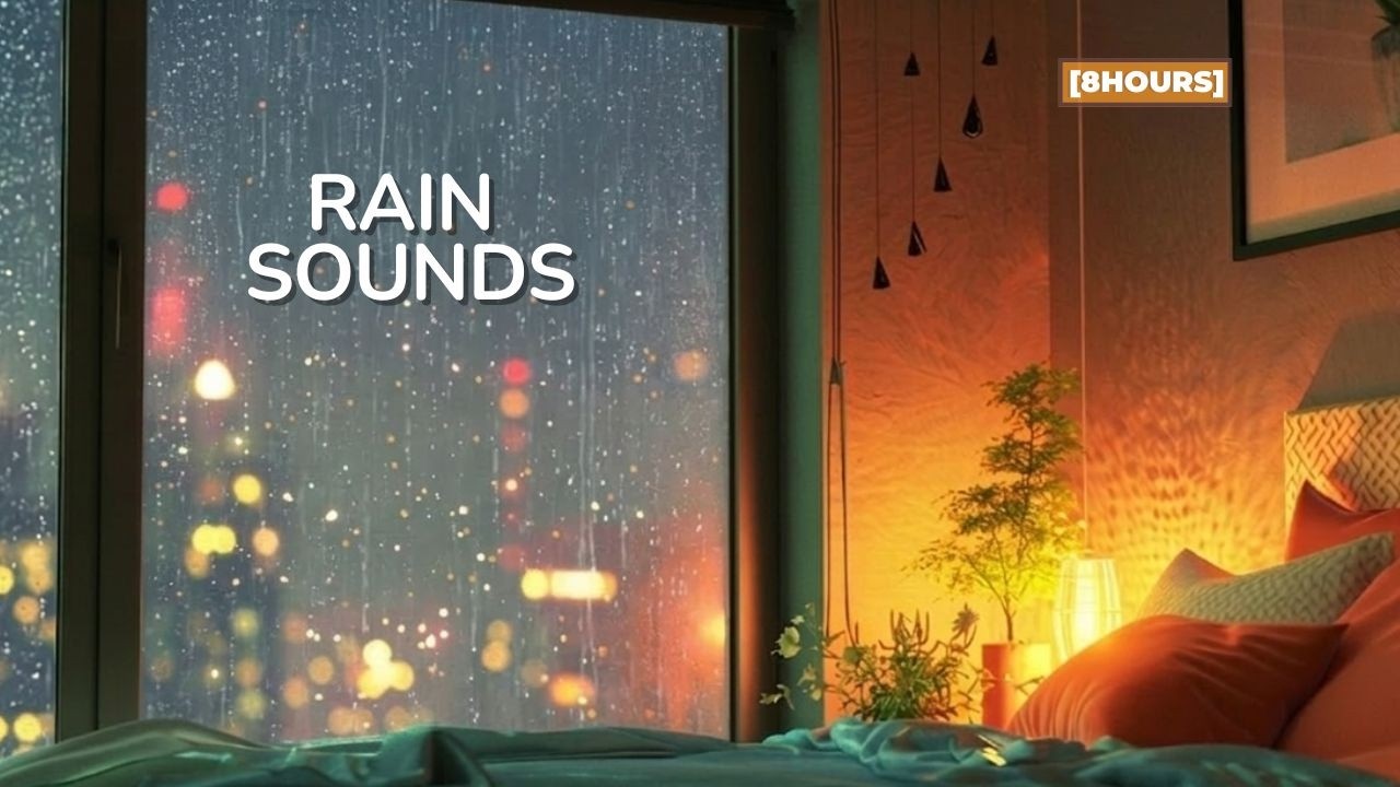 Rain on Window with Thunderstorm for Sleep 🌧Bedroom Rain Sounds & Lightning Storm Ambience (8 Hours)