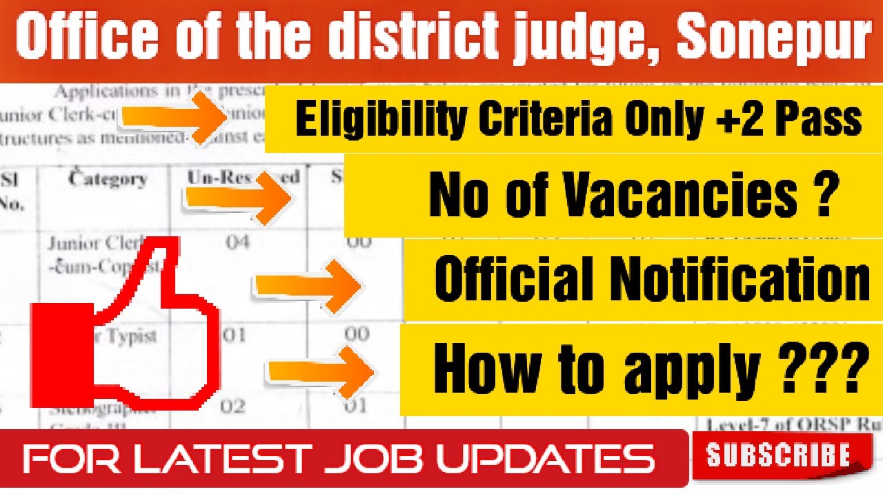 Office of the district judge, Sonepur, #odishajobs