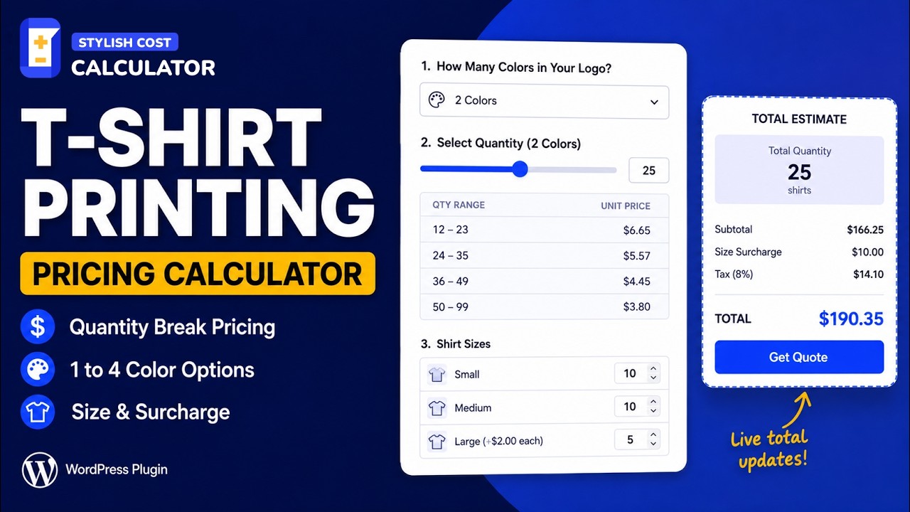 T Shirt Printing Tutorial 2020 | Stylish Cost Calculator for WordPress