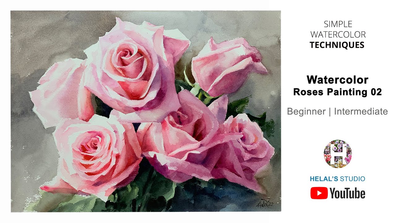 How to Paint Rose Flower | Realistic Flower | Roses | Easy watercolor tutorials| HELAL'S STUDIO