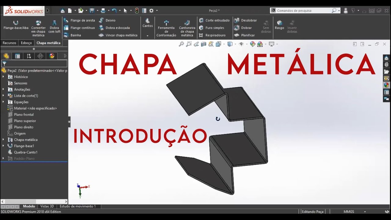 CHAPA MET&Aacute;LICA 1# - SOLIDWORKS PARA INICIANTES