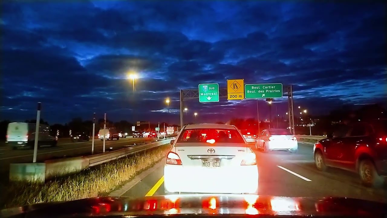 Beautiful autumn morning drive to Montreal