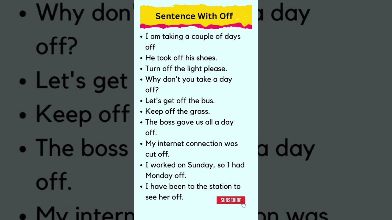 Sentence With Off. #shorts #englishspeaking