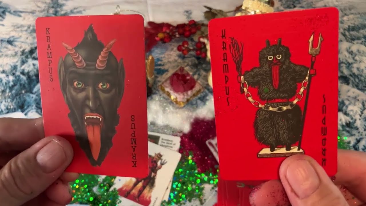 2 Krampus playing card decks~deck #1 & deck #2 by Last Gasp Publishing~a side by side presentation