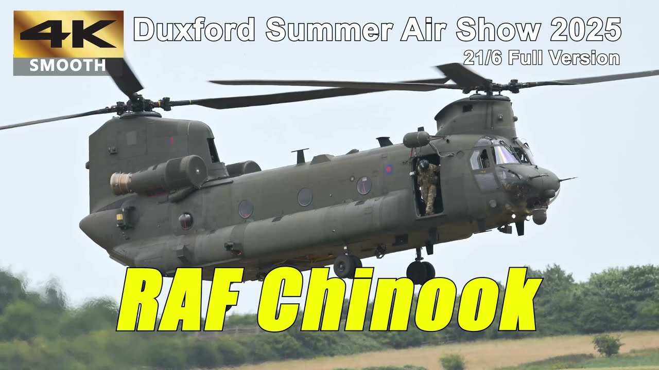 Full version: Agile Twin-Rotor RAF Chinook helicopter role demo | Duxford Summer Air Show 21/6/25