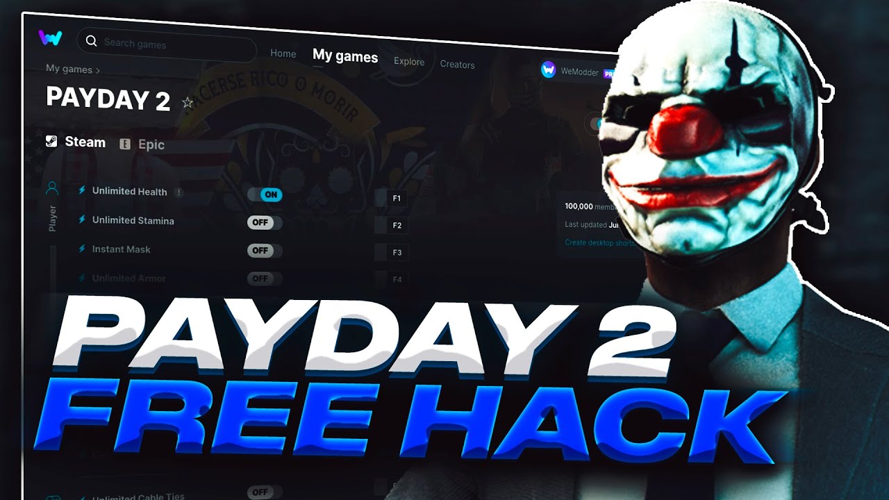 Payday2 Unlimited Trainer Hack (Unlimited Money Xp Free DLC AND MORE FREE 2024)