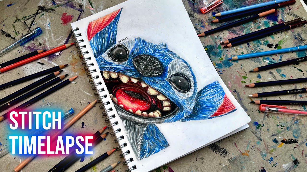 Watch This Coloured Pencil Drawing of Stitch Come to Life! | Hyper Realistic Art Timelapse