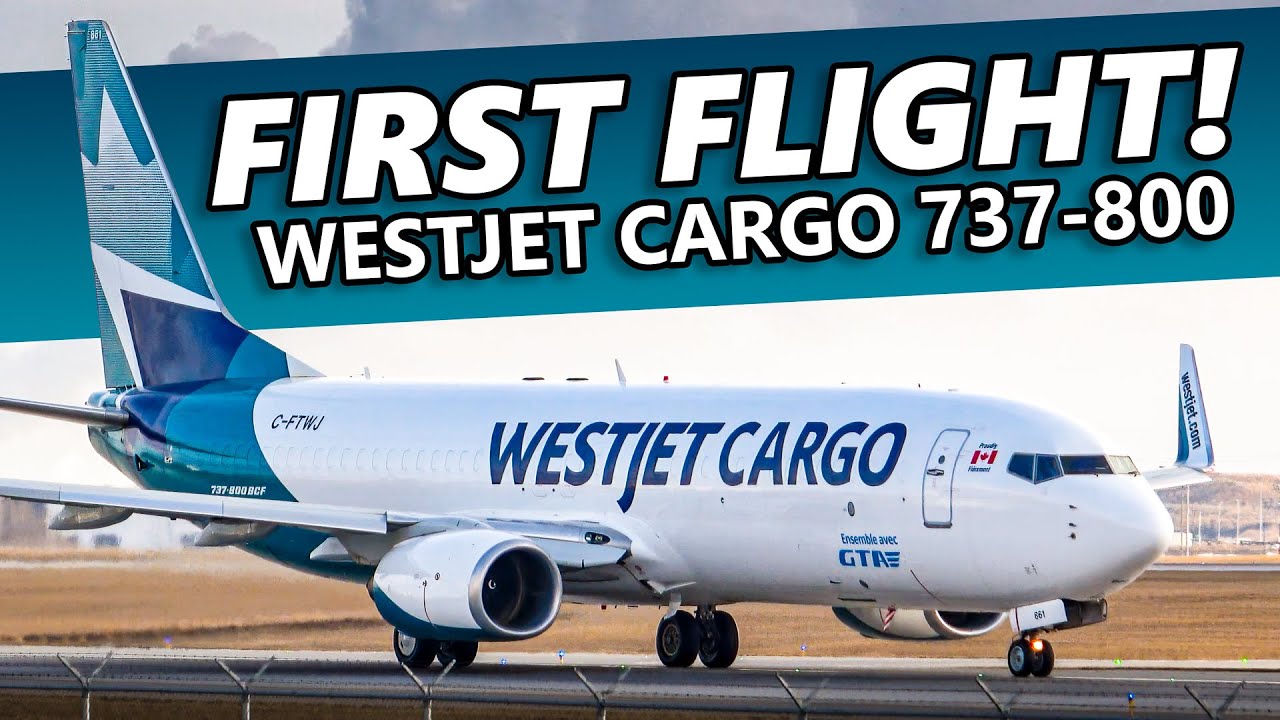 FIRST FLIGHT! WestJet Cargo 737-800(BCF) Takeoff from Calgary Airport (4K)