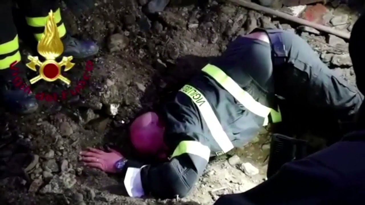 Italian firefighters rescue dogs stuck in fox den