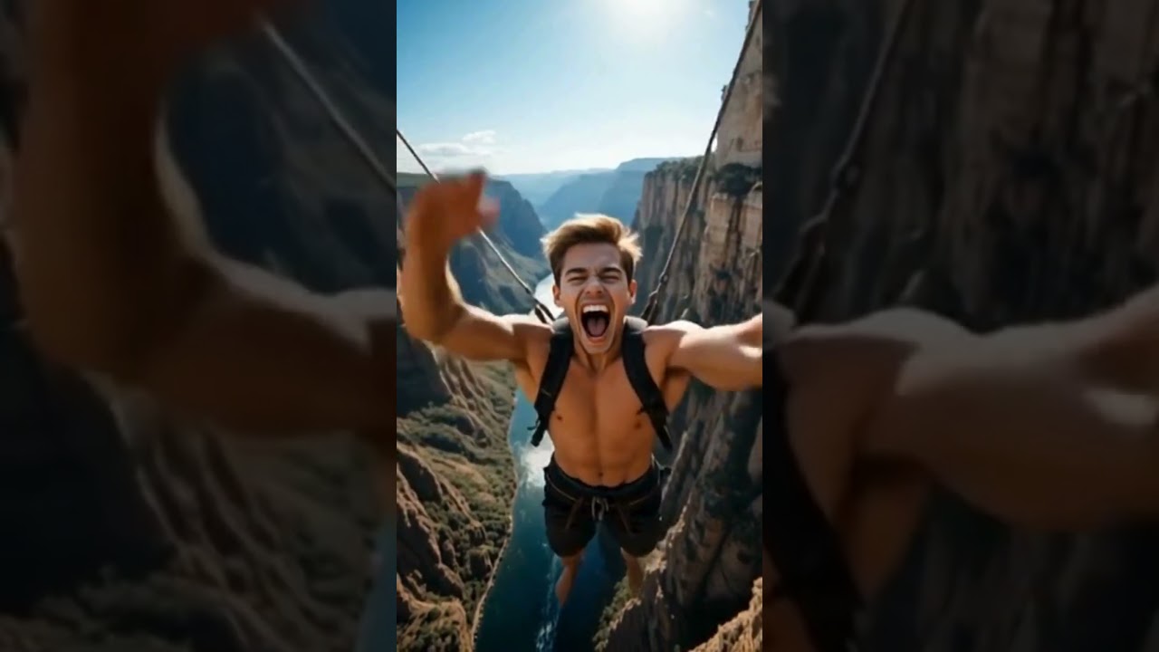 Screaming Into the Canyon #ai #shorts #freefall  #fear  #canyon  #jump