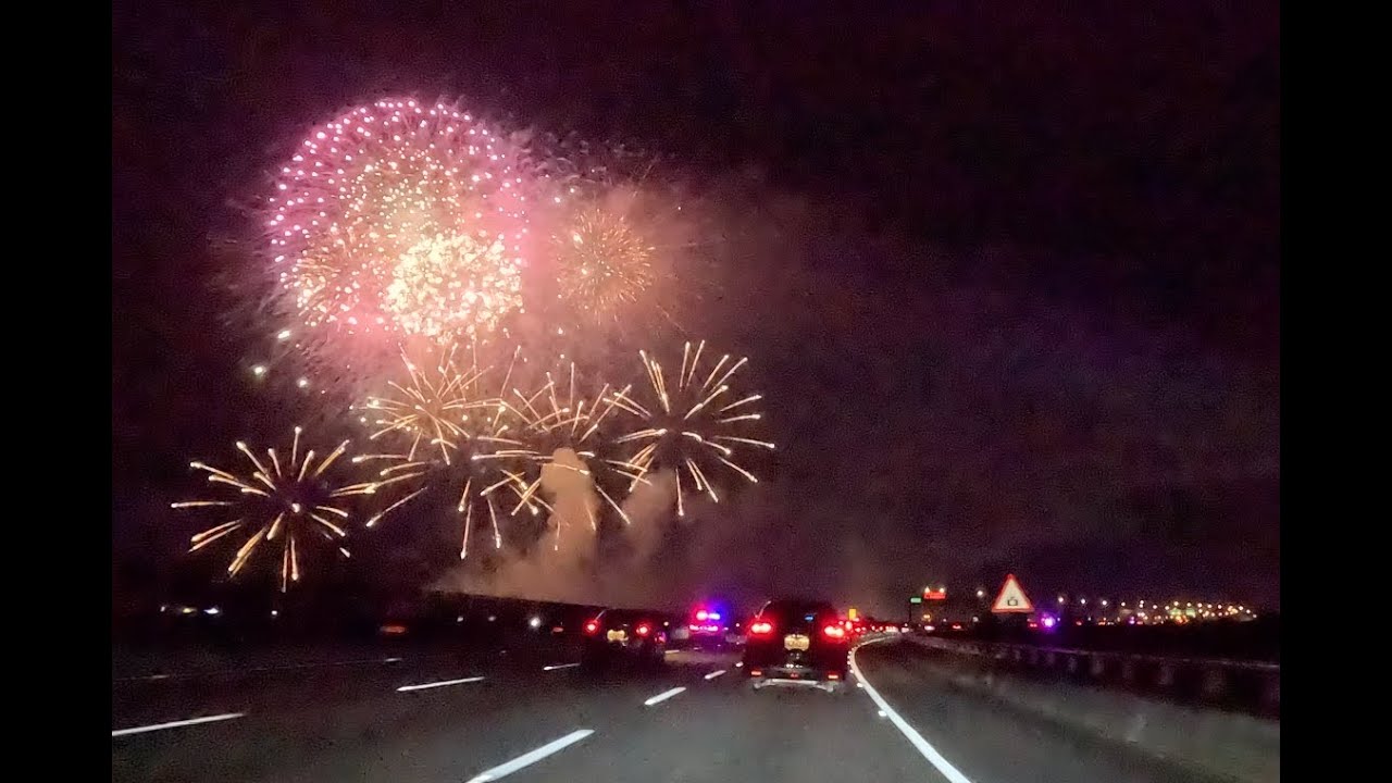National Day Fireworks Seen from Highway No.3 | Taiwan Night Drive with Chill Music | 國道3號遇見國慶煙火