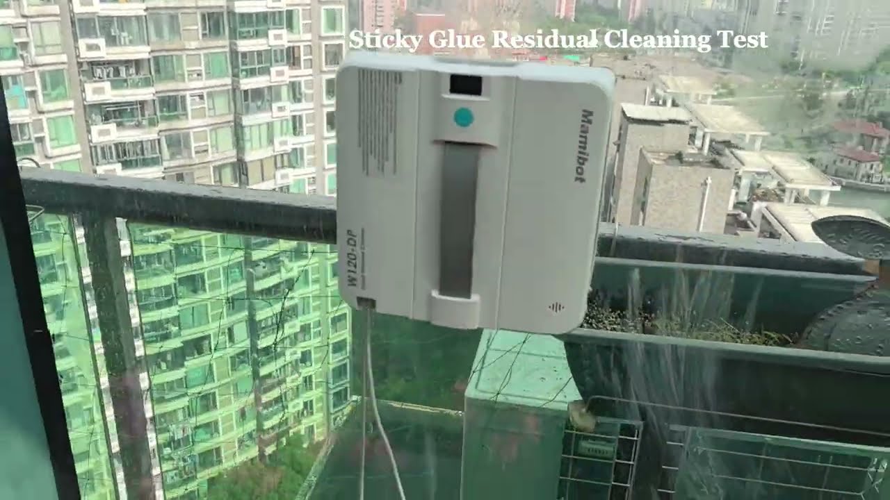 Mamibot iGLASSBOT W120-DP robot window cleaner Test for Cleaning Sticky Glue on glass