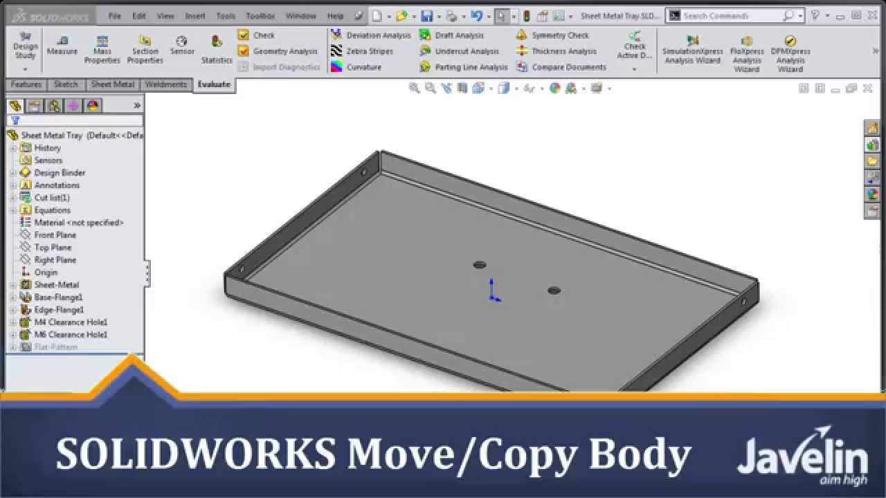 Учебное пособие по SOLIDWORKS — Как добавить приваренную гайку к детали из листового металла с по...